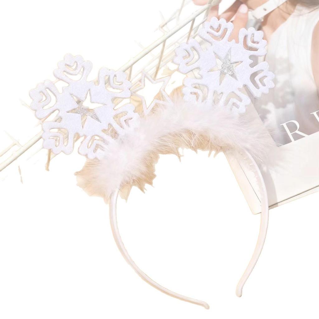 White Snowflake Christmas Headband for Women – Festive Hair Clip and Holiday Decoration Gift