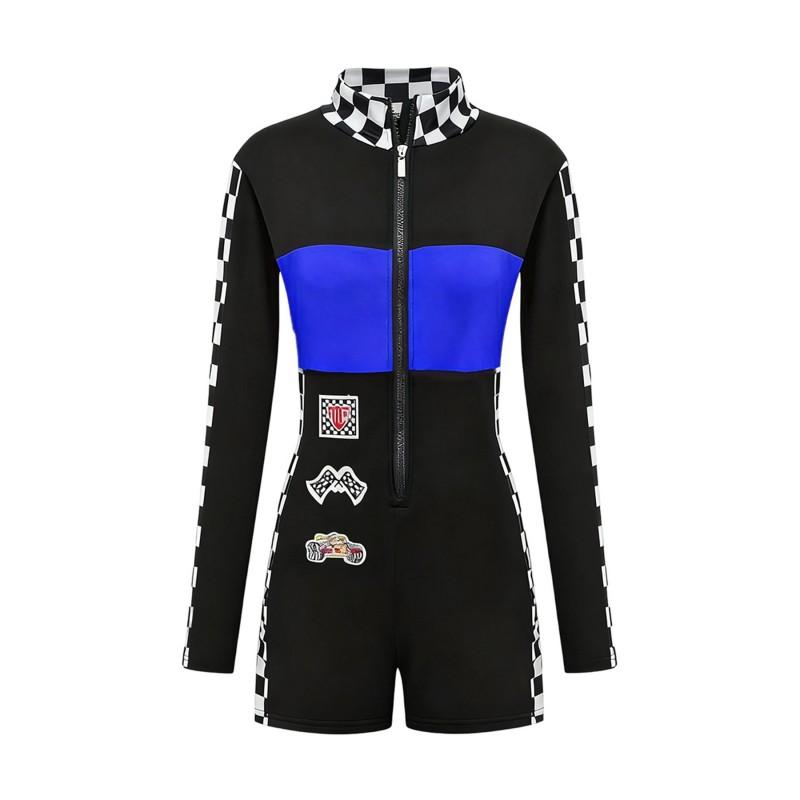 Womens Racing Bodysuit Cosplay Costume Stage Performance Outfit F1 Style Motorbike Suit S-XXL