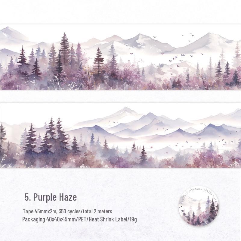 Mountain Forest Scenery Self-Adhesive Tape & Stickers for Journaling and Collage No Specification