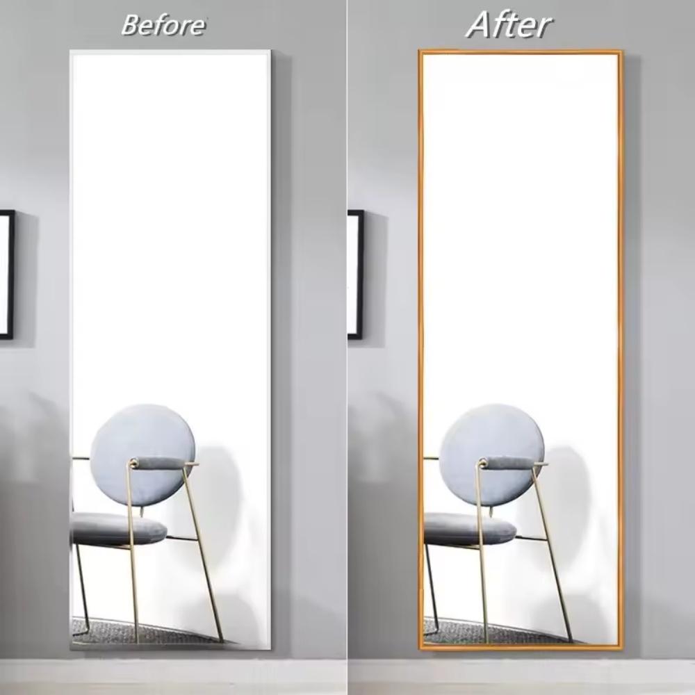 1pc 1M/39.37in Pvc Flexible Bendable Strips Panel Moulding Door Mirror Frame Trim Self-Adhesive Living Room Mirror Edge Decor