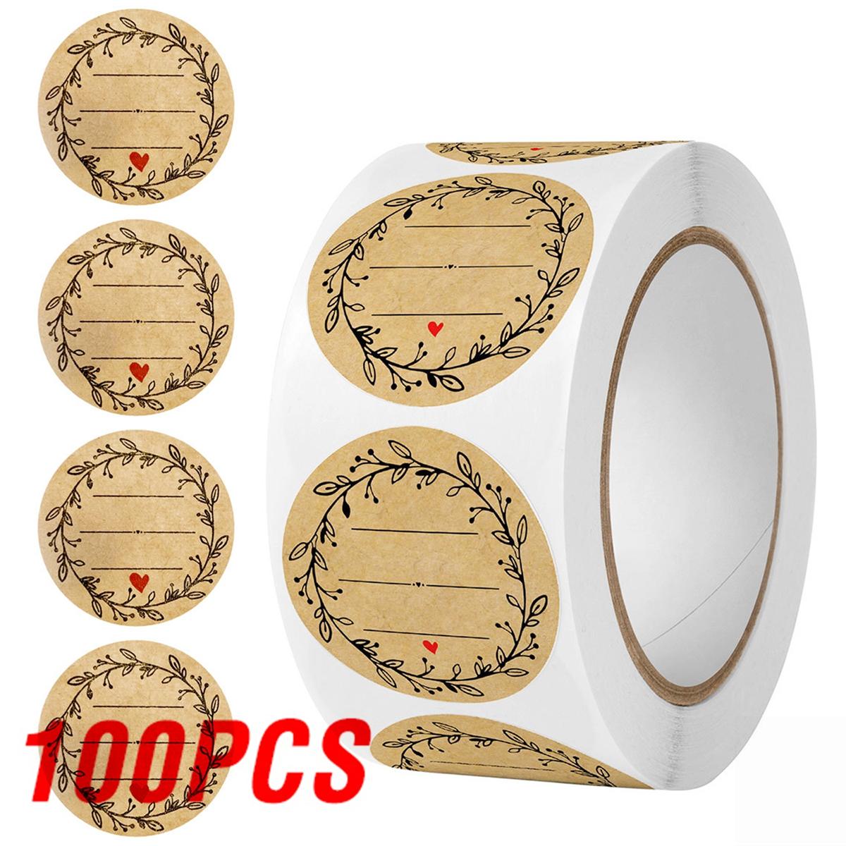 100-500Pcs High-Quality Kraft High-Quality Paper High-Quality Flowers High-Quality Thank High-Quality You High-Quality Label High-Quality Stickers