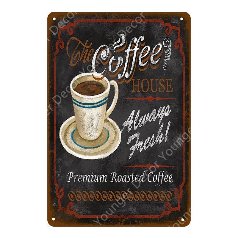 Coffee Menu Plaque Home Bar Cafe Vintage Wall Decor Art Metal Tin Signs Pub Tavern Retro Decorative Plates Metal Poster YJ177