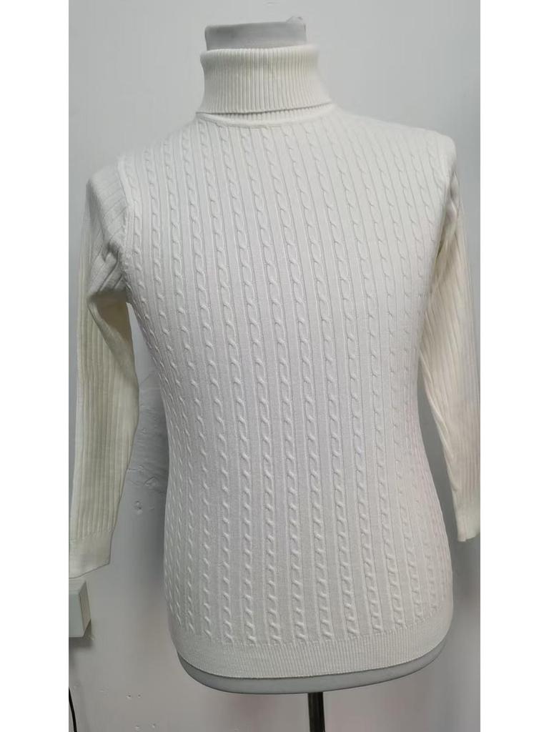 Men's Slim Fit High Collar Knitted Sweater Pullover - Trendy Cross-Border Autumn/Winter Long Sleeve Twisted Design