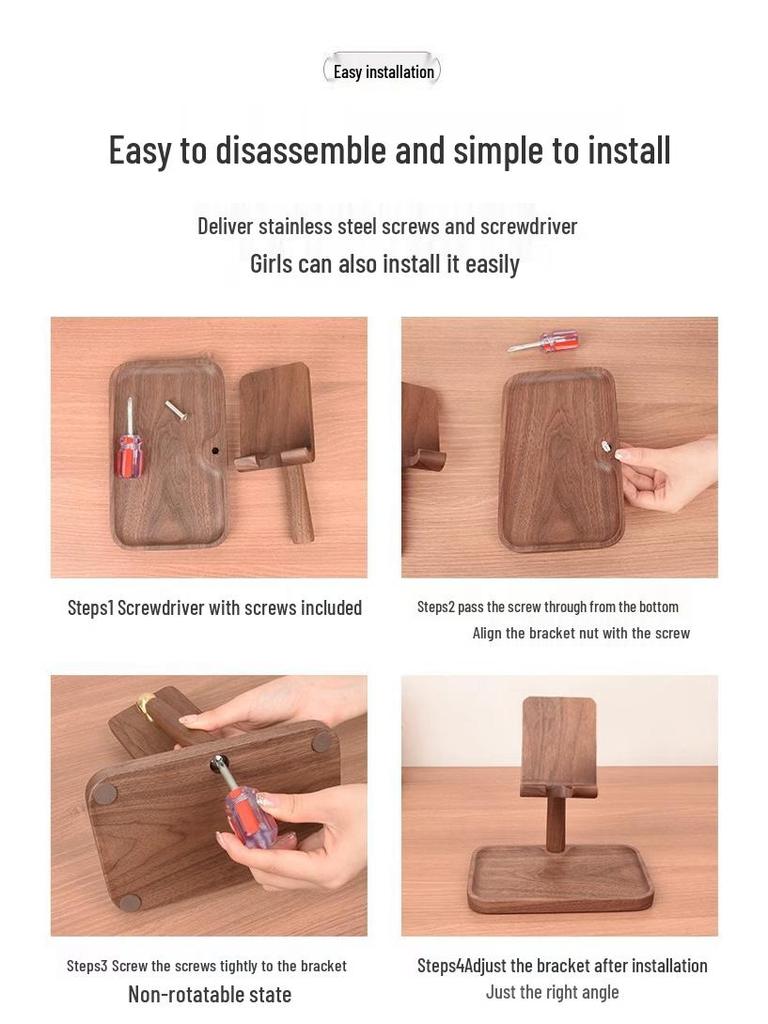 Solid Wood Creative Bedside Mobile Phone Holder for Desktop