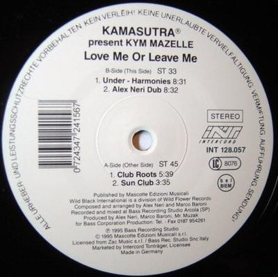 12palcová deska KAMASUTRA PRESENT KYM MAZELLE - Love Me Or Leave Me INT128057 Blow Up 1995 Německo Dance & Electronica Použité