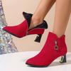 Fleece Red Boots, Bride Shoes, Thick Maternity Wedding Boots, Wedding Shoes, Plus-size Shoes