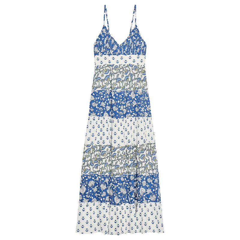 Zaprha 2025 Summer New Fashion Western Style Patchwork Print Layered Patchwork V-neck Dress 5770221