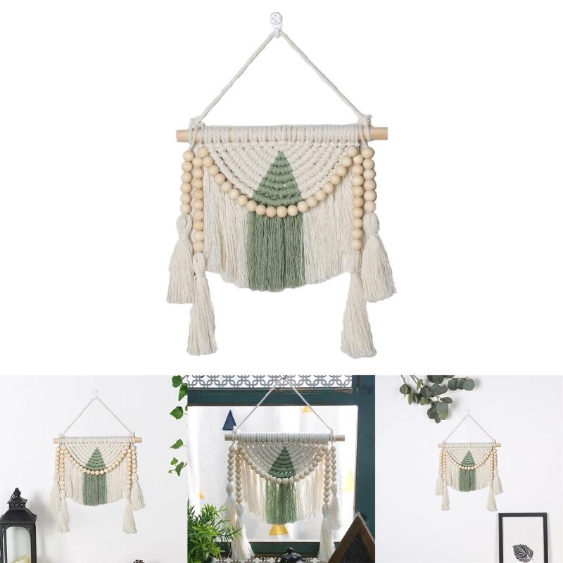 Bohemian Macrames Wall Hangings Woven Tapestrys Cotton Handmade Bohemian with Tassels Craft Ornament