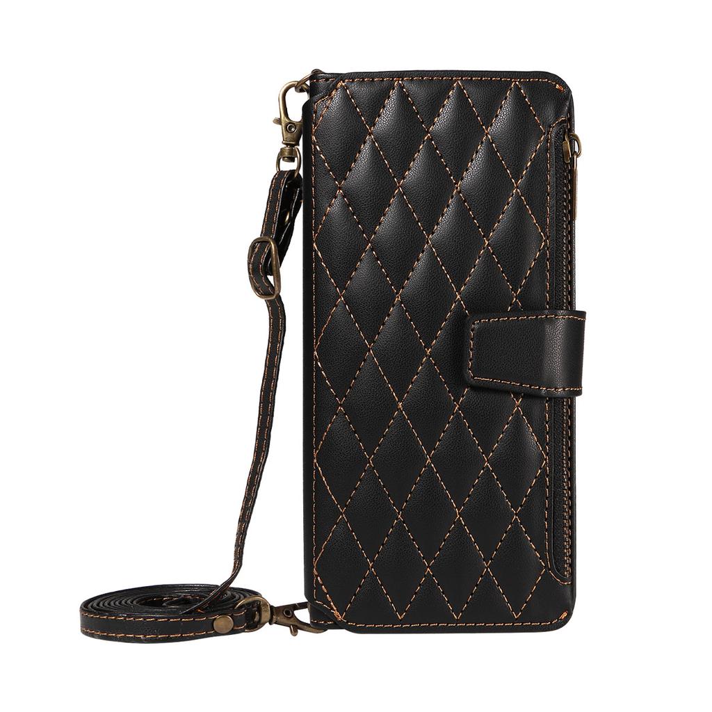 Suitable for Samsung S25 ULTRA Mobile Phone Case S24FE Zipper Card S10 E Mobile Phone Case with Lanyard