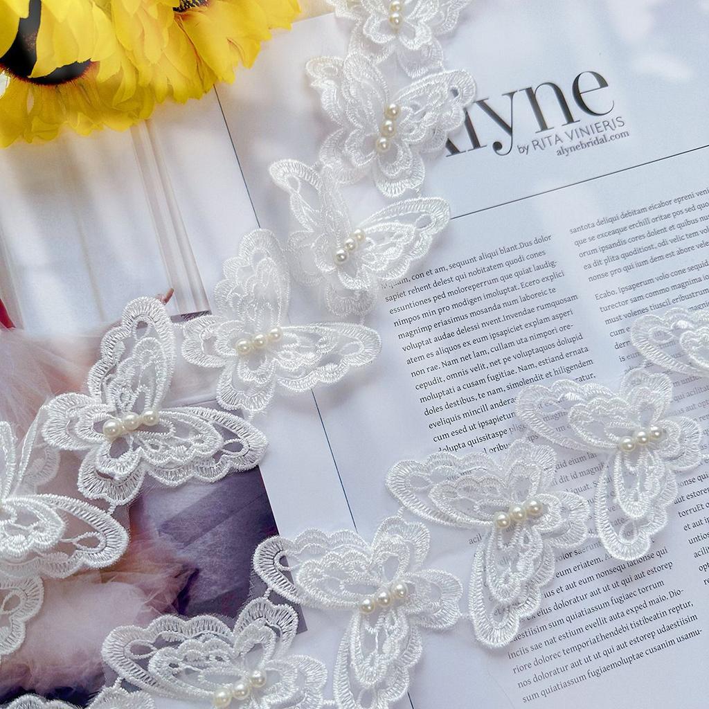 Eugen Yarn Embroidery Skirt Headdress Hair Accessories Decorative Decal Barcode Lace Double Embroidery Butterfly Bead Lace