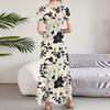 Women's Casual Fashion Print Long Dresses V-Neck Short Sleeve Dresses