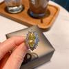Sterling  Yellow CZ Ring Women for Wedding Ceremony Party Accessories Fancy Anniversary Gift New Fashion Jewelry