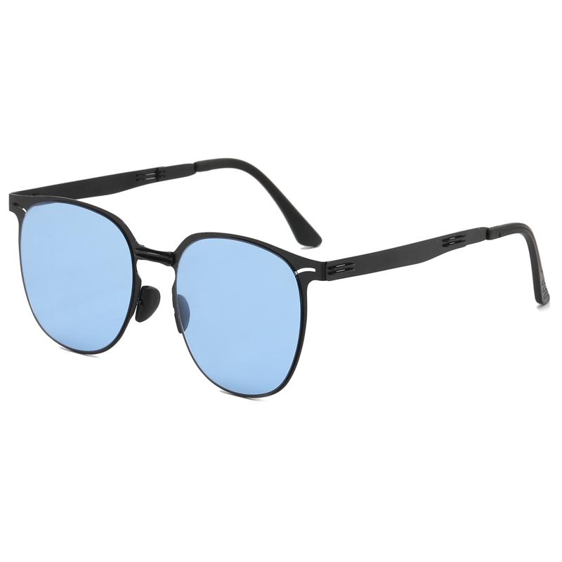 BY8105 Foldable Metal Square Frame Sunglasses for Women Retro Korean Style with European and American Driving Trend