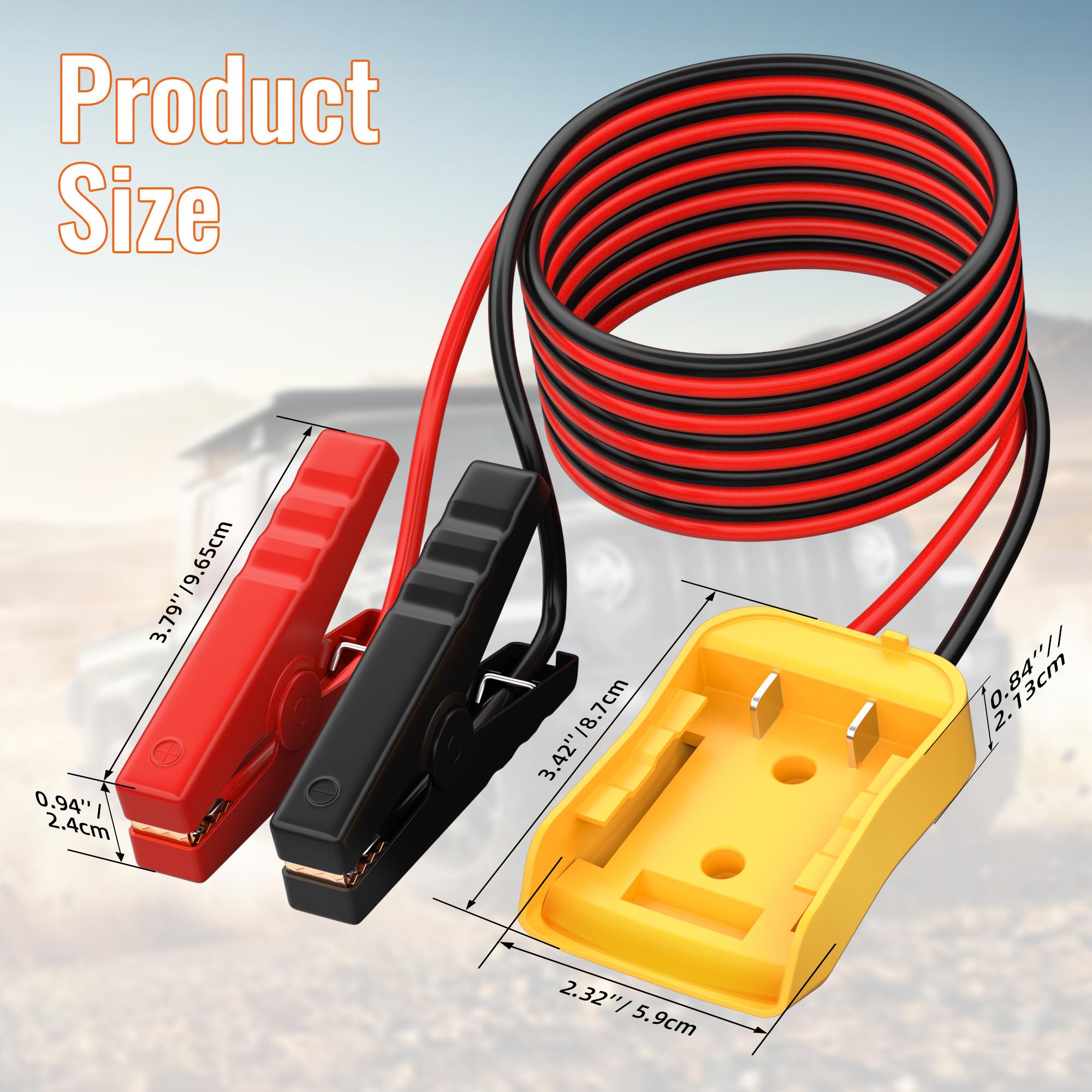 

Адаптер аккумулятора Power Wheel для Dewalt 20 В с зажимами для пускового кабеля 6 футов Портативное зарядное устройство для автомобильного аккумулятора Jump Starter