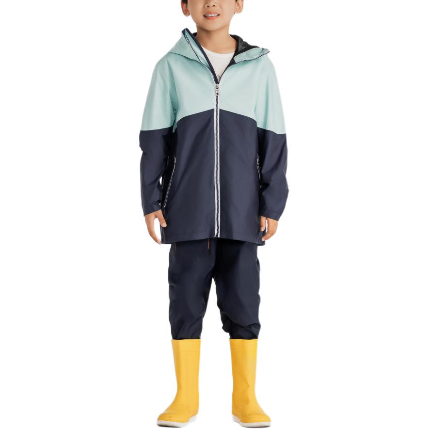 

DECATHLON Jacket TRIBORD Jkt100 JR Waterproof Windproof Hooded Zipper Long Sleeve Pale Turquoise Teen. 141-150