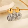 Oval Polished Stud Earrings, Premium Gold and Silver Color-block Earrings, Fish Tail Titanium Steel Ear Jewelry