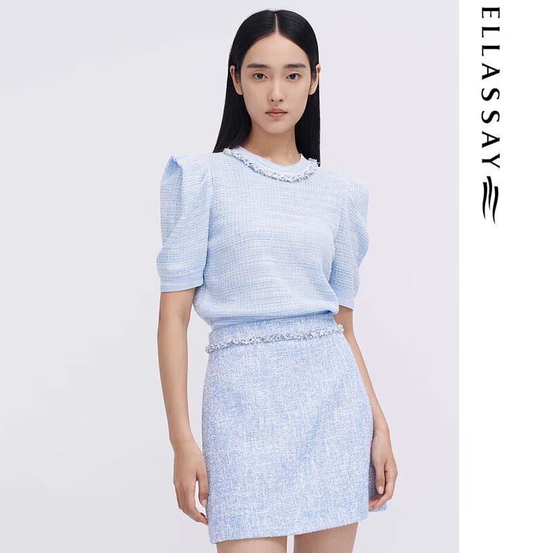 

ELLASSAY Women s Woven Collar Knit Top XS