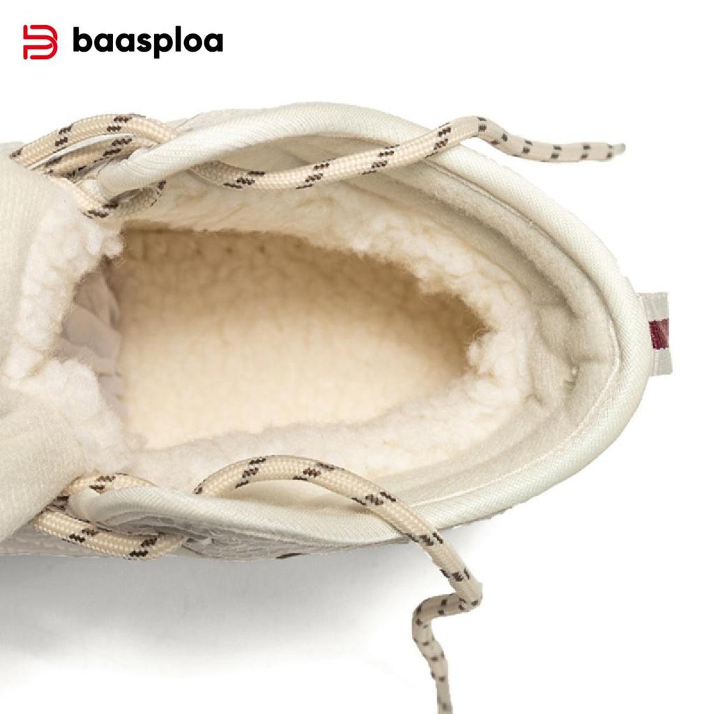 BAASPLOA Women's Winter Waterproof  Warm Plush New Women's Cotton Shoes Winter High Top Cotton Shoes Snow Boots Outdoor Hiking Boots