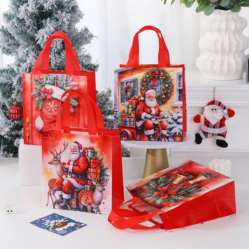 4Pcs Christmas Gift Bag Santa Non-Woven Bag Christmas Decorations For Home 2025 Xmas Navidad Noel Gifts  Year Packaging Bag