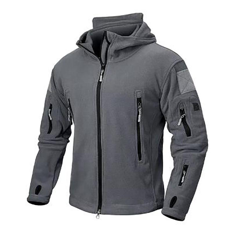 Jachetă polară de iarnă pentru bărbați, caldă, polară, în aer liber, haină, buzunar, ocazională, cu fermoar complet, jachetă sport pentru drumeții