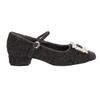 ! Shoe drill buckle small square head velvet with woolen words thick heel Mary Jane single shoes