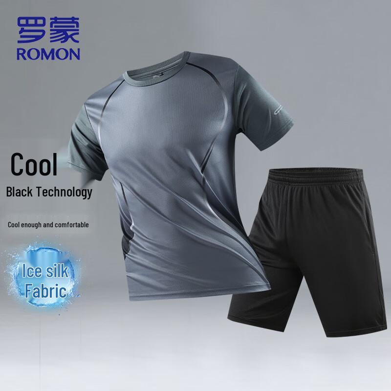 ROMON Men s Summer Quick-Dry T-Shirt & Shorts Set XL