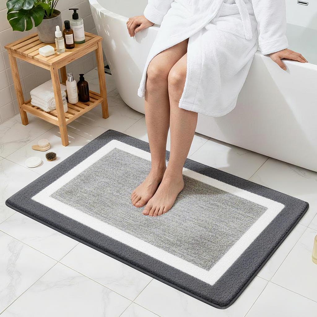 Microfiber Non-Slip Bath Mats for Bathroom Soft Water Absorbent Bathroom Mats Rugs Machine Washable Quick Dry Floor Mats