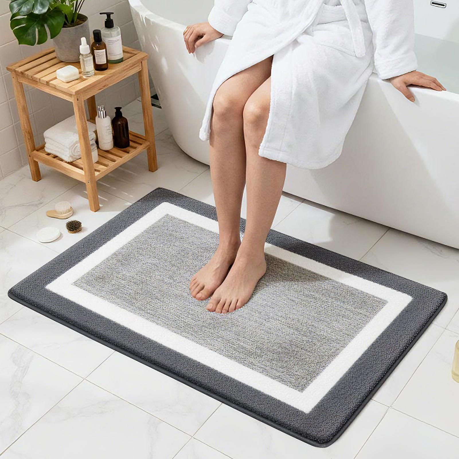 

Microfiber Non-Slip Bath Mats for Bathroom Soft Water Absorbent Bathroom Mats Rugs Machine Washable Quick Dry Floor Mats 400MMx600MM темно серый