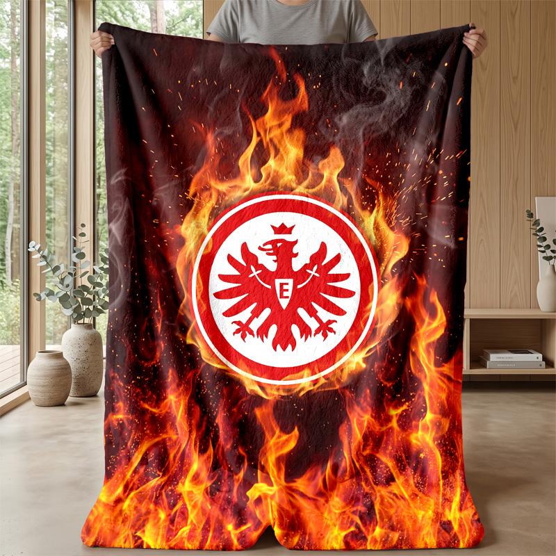 Coperta in Flanella con Stampa Calcio Eintracht Frankfurt, Coperta Morbida Calda Leggera per Divano Letto Campeggio