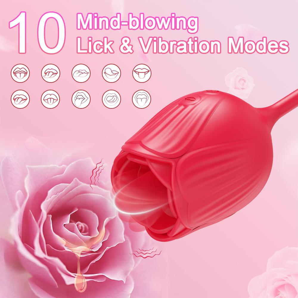 Rose-Toy Dildo Thrusting Vibrator for Women Egg Clitoris Sucker Stimulator Tongue Licking Adults Goods Sucking Sex Toys Female