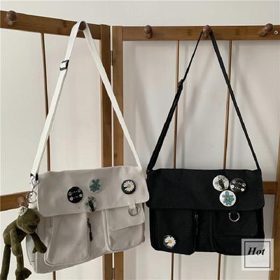 1PC Canvas Crossbody Tassen Jeugd Mode Casual Grote Capaciteit Dames Schoudertas Effen Kleur Dames Messenger Bag