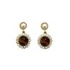 Maillard Tiger'S Eye Pearl Flash Diamond Round Earrings Women'S Light Luxury Niche Premium Stud Earrings French Retro Earrings