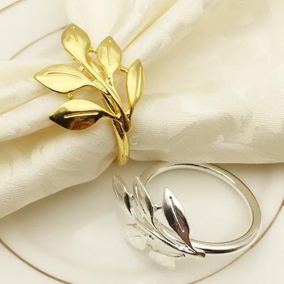 SHSEJA-Exquisite Maple Napkin Ring, Metal Plating, Fashionable Buckle, Desktop Decorations, 12 PCs/Lot