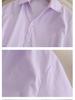 Women's Plus Size V-Neck Purple & White Striped Short-Sleeve Shirt - Slimming, Professional, Formal, Extra Large, Spring/Summer