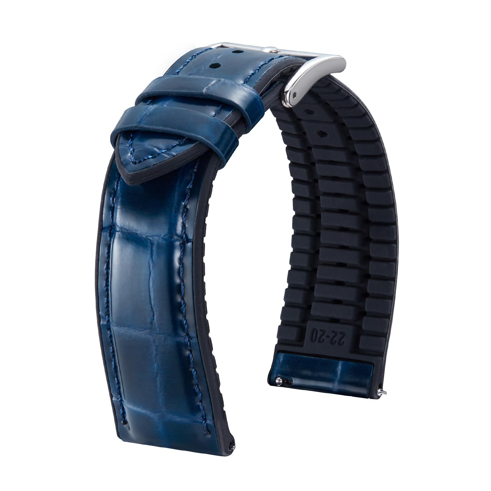 

BINLUN Кожаный ремешок для часов с быстрым выпуском с узором крокодиловой кожи, с силиконовым дышащим сменным ремешком для мужчин и ремешком 20 мм, выпуск, внутренний, женский,