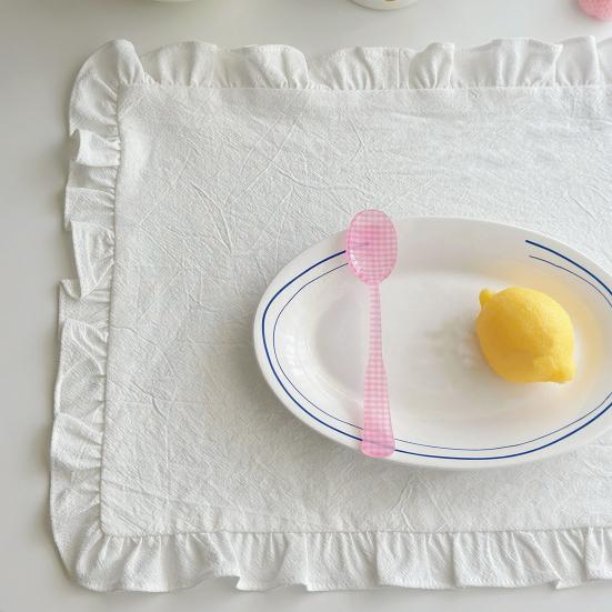 Yousheng Vintage Placemat Rectangle Placemat with Ruffle Dining Table Decoration Mat for Restaurant Home Dinner Party Tea Party Wedding