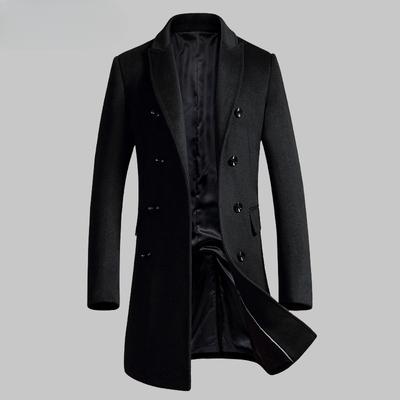 Cappotto di lana da uomo autunno e inverno nuovo trench coreano versione slim fit medio e lungo cappotto di lana doppiopetto