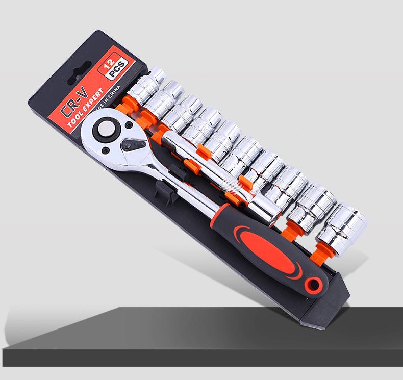 Fast Ratchet Wrench Set: Large, Medium, Small Gear Sockets, Two-Way Pin Wheel, Chrome Vanadium Steel for Auto Repair