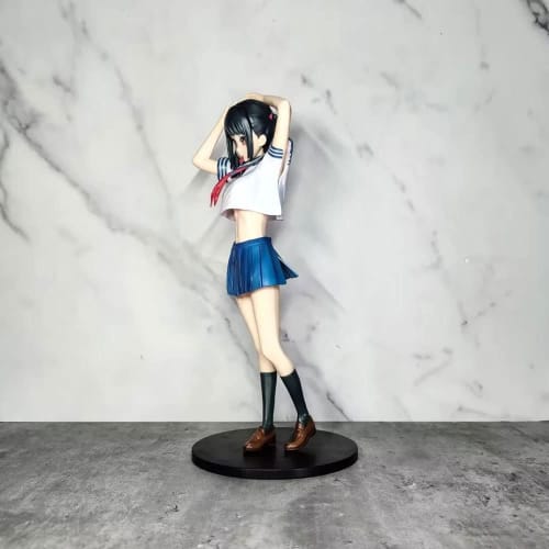 Anime Figure Kantoku Sailor Fukuno Manaka JK Junior High School Service Girl Waifu Figure with Removable Clothes, Cute Double Ponytail Loli Hot Girl S