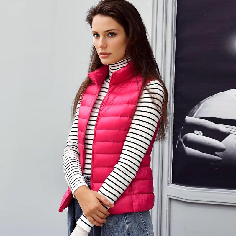 

Легкий пуховый жилет женский 2024 новая зимняя женская одежда свободный большой размер пуховик женское пальто M (recommended 90-52.5kg) розы красного