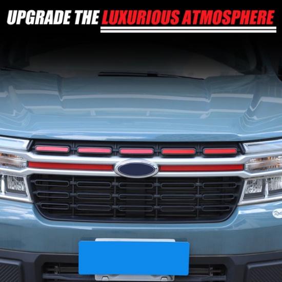 Steel Red Front Bumper Grille Panel Cover Kit For Ford Maverick -2024