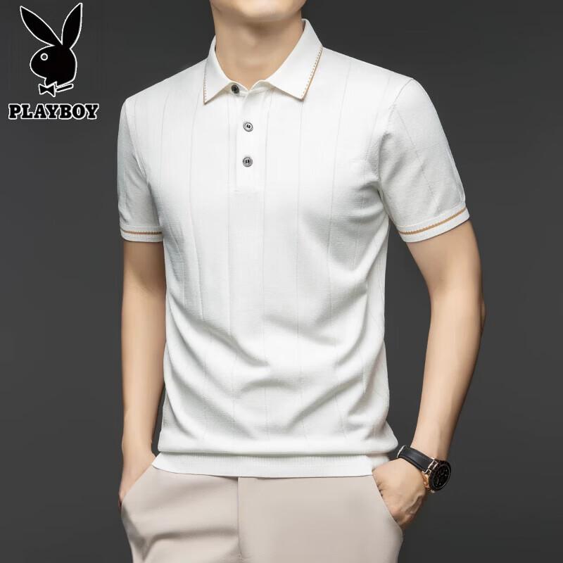 PLAYBOY Men's Ice Silk Knitted Polo Shirt
