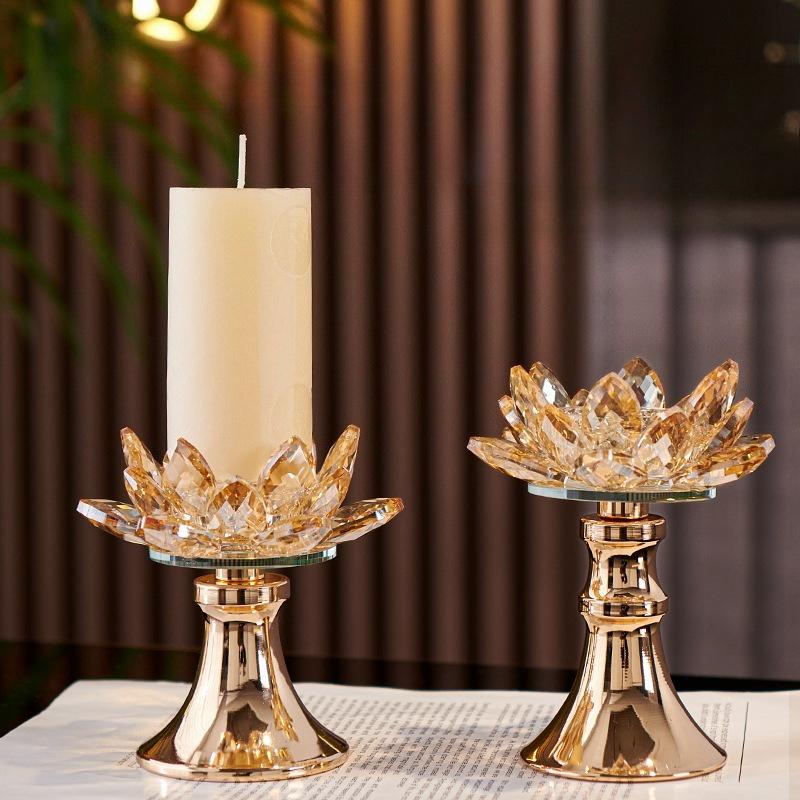 Portacandele Profumato Creativo in Cristallo Floreale Fiore di Loto Vetro Base per Aromaterapia Candeliere Accessori per la Decorazione della Casa
