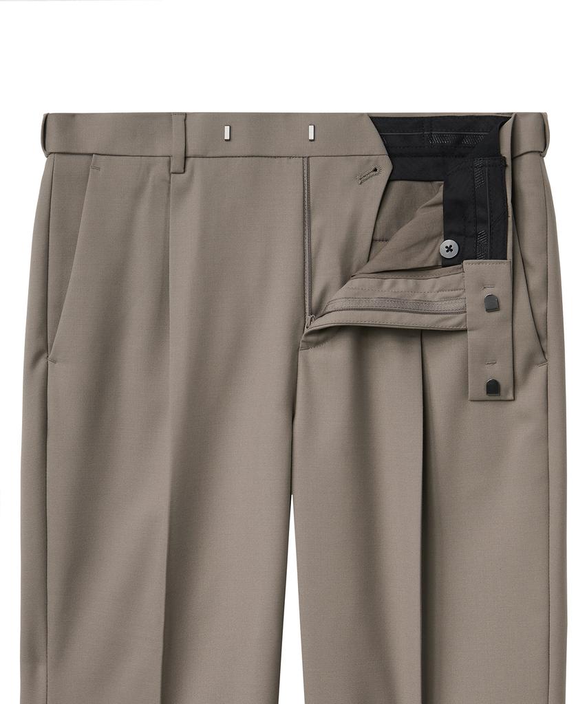 Musinsa Standard Wool Blend Wide Hidden Elastic Waist Slacks [Dusty Beige]