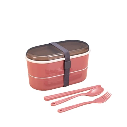 Two-Tier 850ml Large Capacity Insulated Lunch Box with Sushi Folding, Plastic Design, Sealed and Leakproof, Portable, Japanese Style, Microwave-Safe,