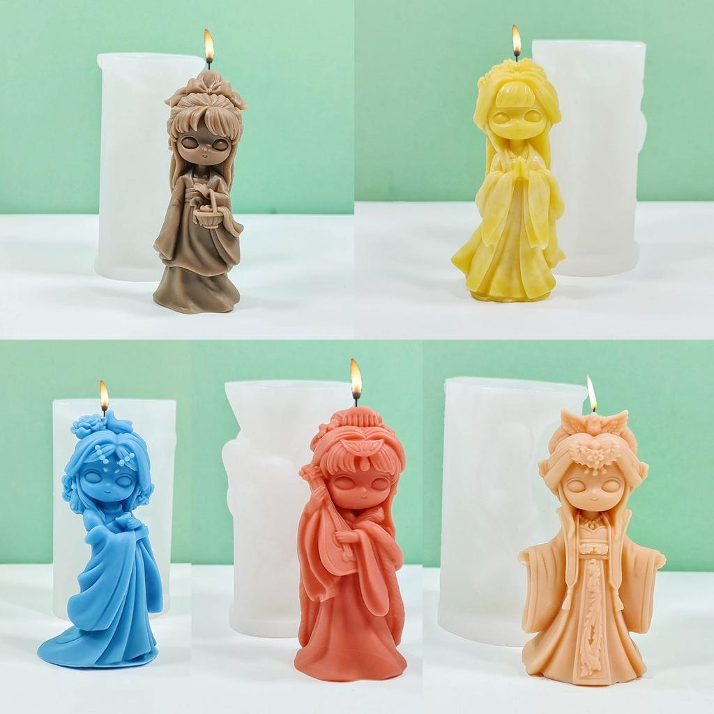 Princess Doll Silicone Candle Mold 3D Girl Portrait Plaster Epoxy Casting Molds Handmade Soap Chocolate Ice Cube Baking