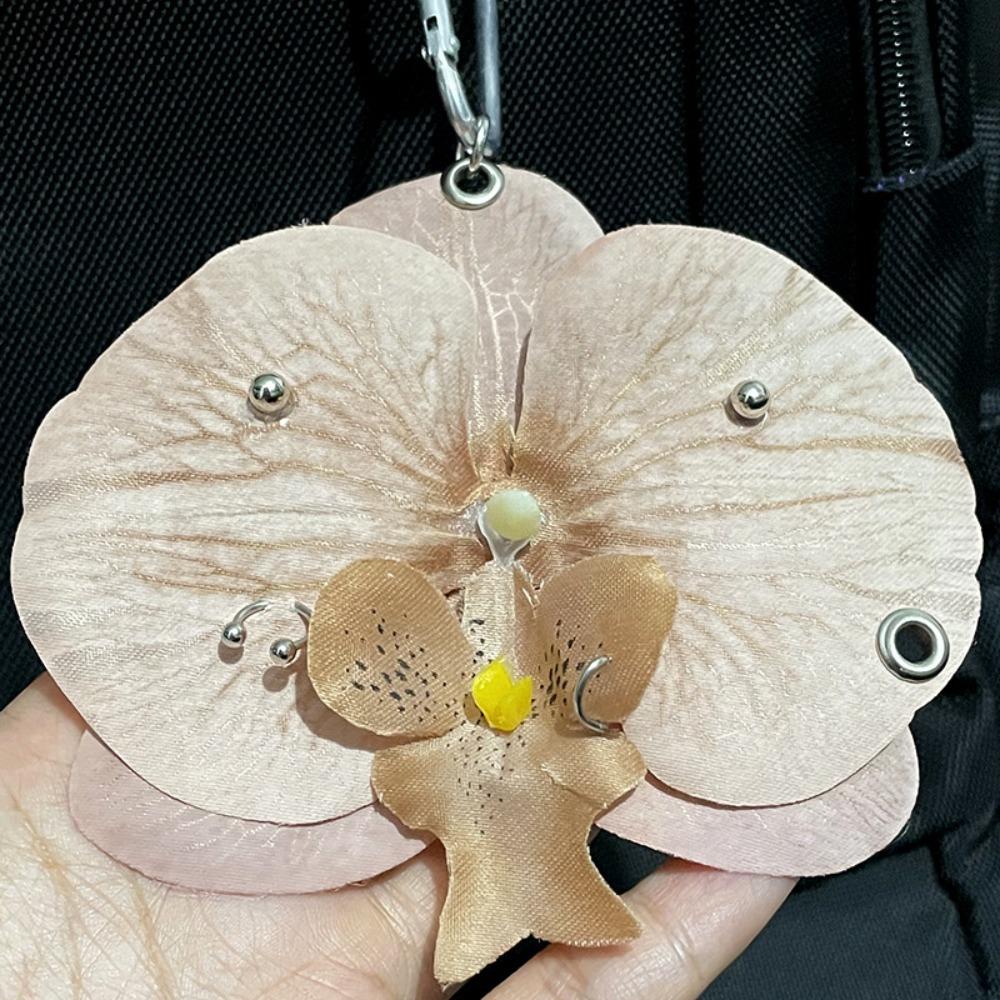 Dekorace na batoh Klíčenka s orchidejí Phalaenopsis Dárky Simulace Květinový přívěsek Taška
