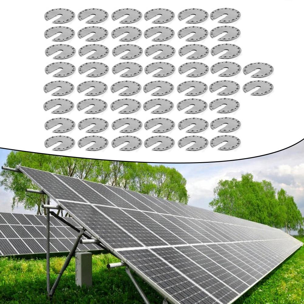 50PCS Solar Panel Mounting Grounding Clip Stainless Steel Photovoltaic Grounding Plate Washer Spacer For RVs Trailers
