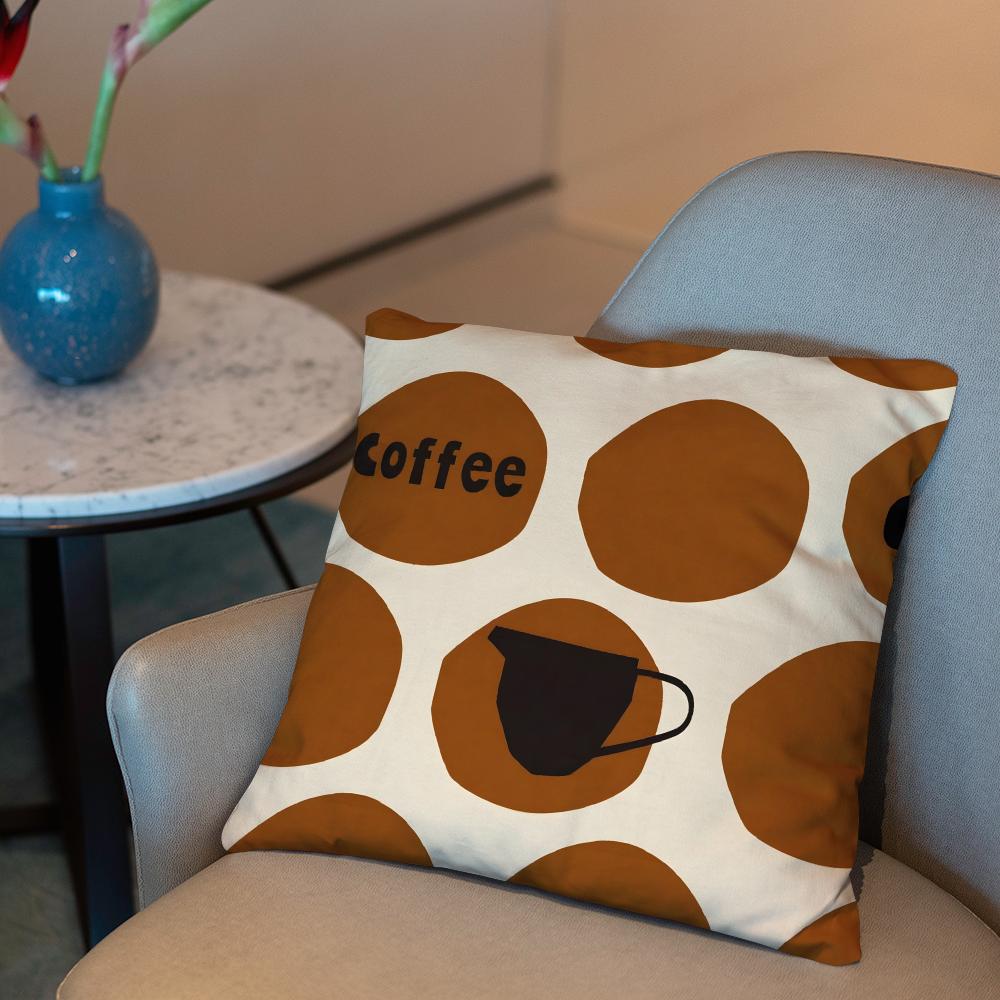 Creative Coffee Illustration Cushion Cover 2-in-1 Reversible Plush Pillow Cover | Car/Sofa/Bed | Perfect Gift