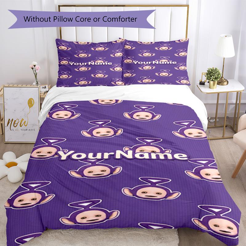Teletubbies Customize your name Bedding Set Breathable Duvet Cover with Pillowcases Home Decoration Birthday Gift